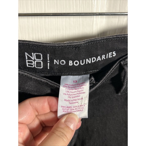 No Boundaries High Rise Skinny Jeans Black Stretch Juniors Size‎ 13 - Picture 4 of 5